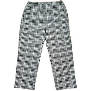 Talbots ~Woman Size 6~ White/Brown Plated Print Stretch Cotton Blend Pants Crop.